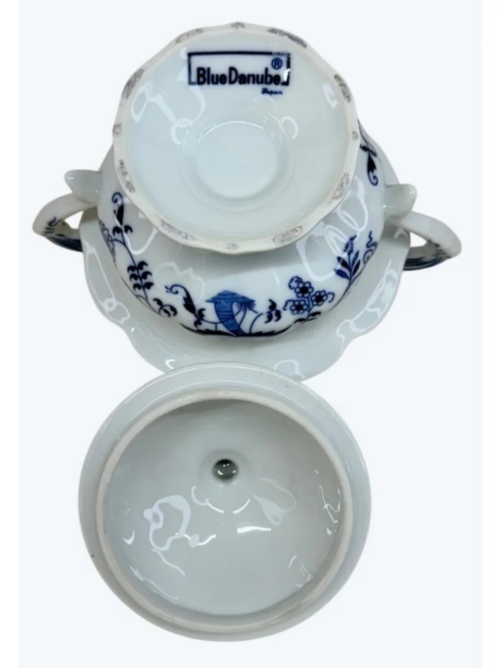Blue Danube Porcelain Blue Onion Pedestal Mayonnaise Jar